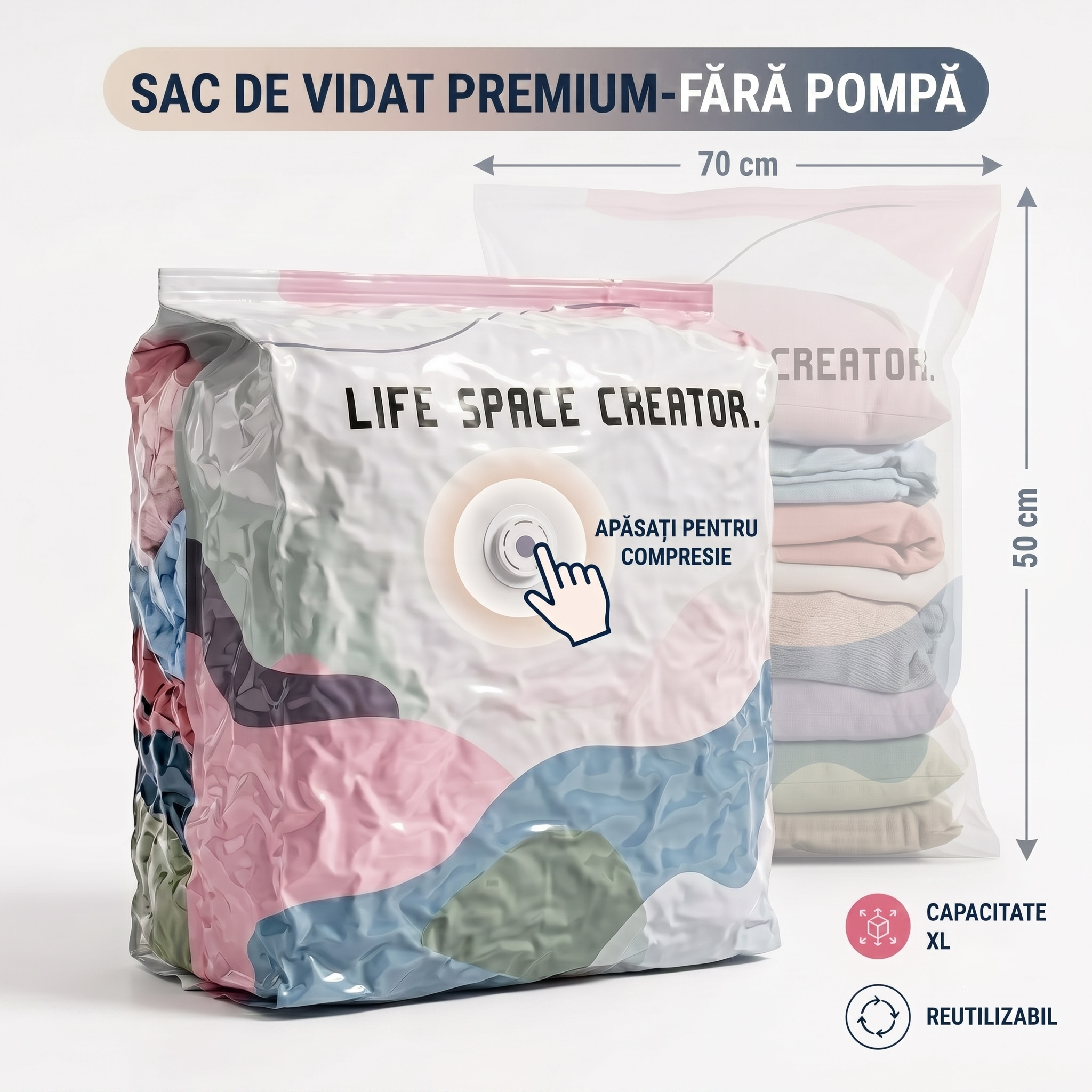 Lifespace™ ⭐| OFERTA 1+1 GRATIS Saci de Depozitare si Vidare Premium – FĂRĂ POMPĂ
