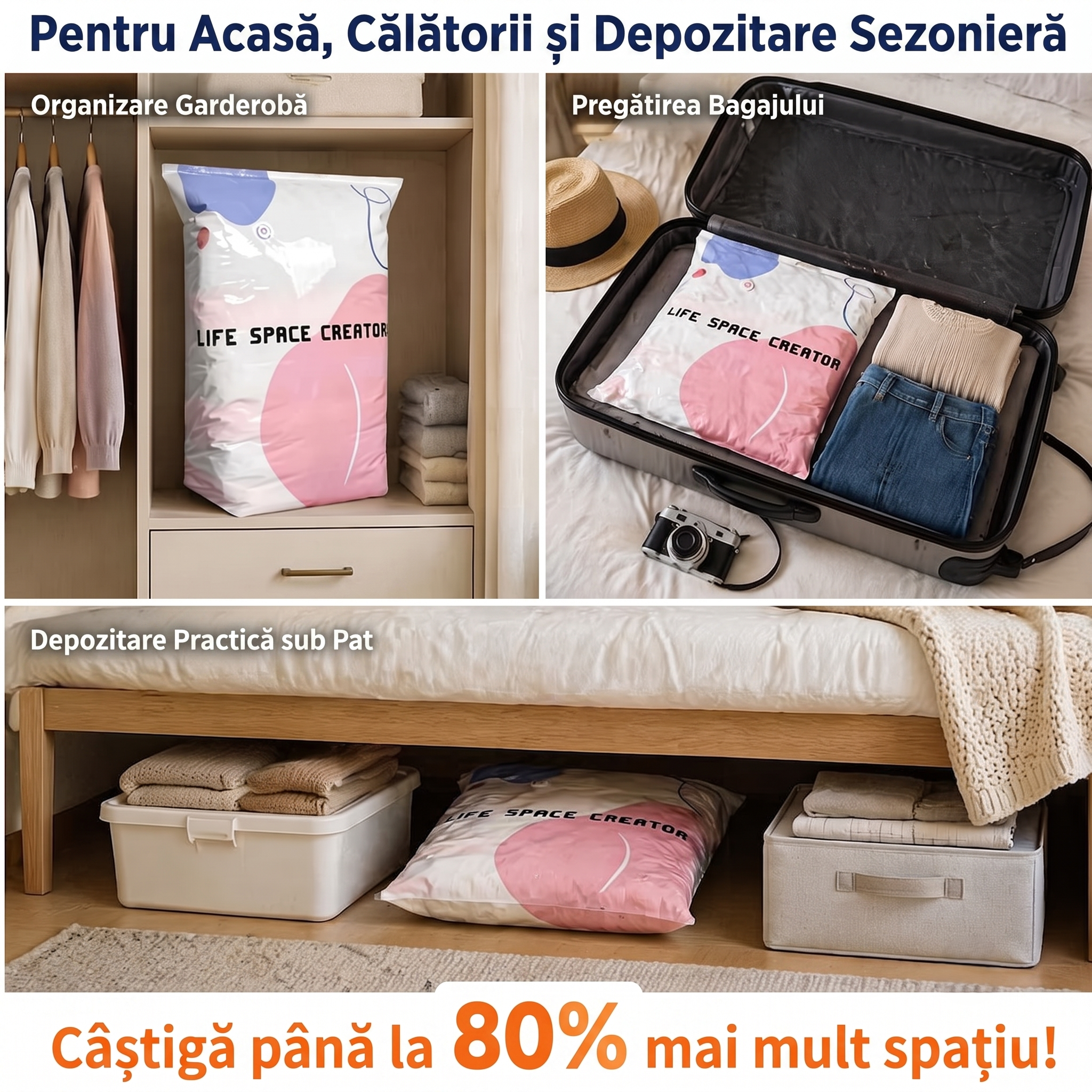 Lifespace™ ⭐| OFERTA 1+1 GRATIS Saci de Depozitare si Vidare Premium – FĂRĂ POMPĂ