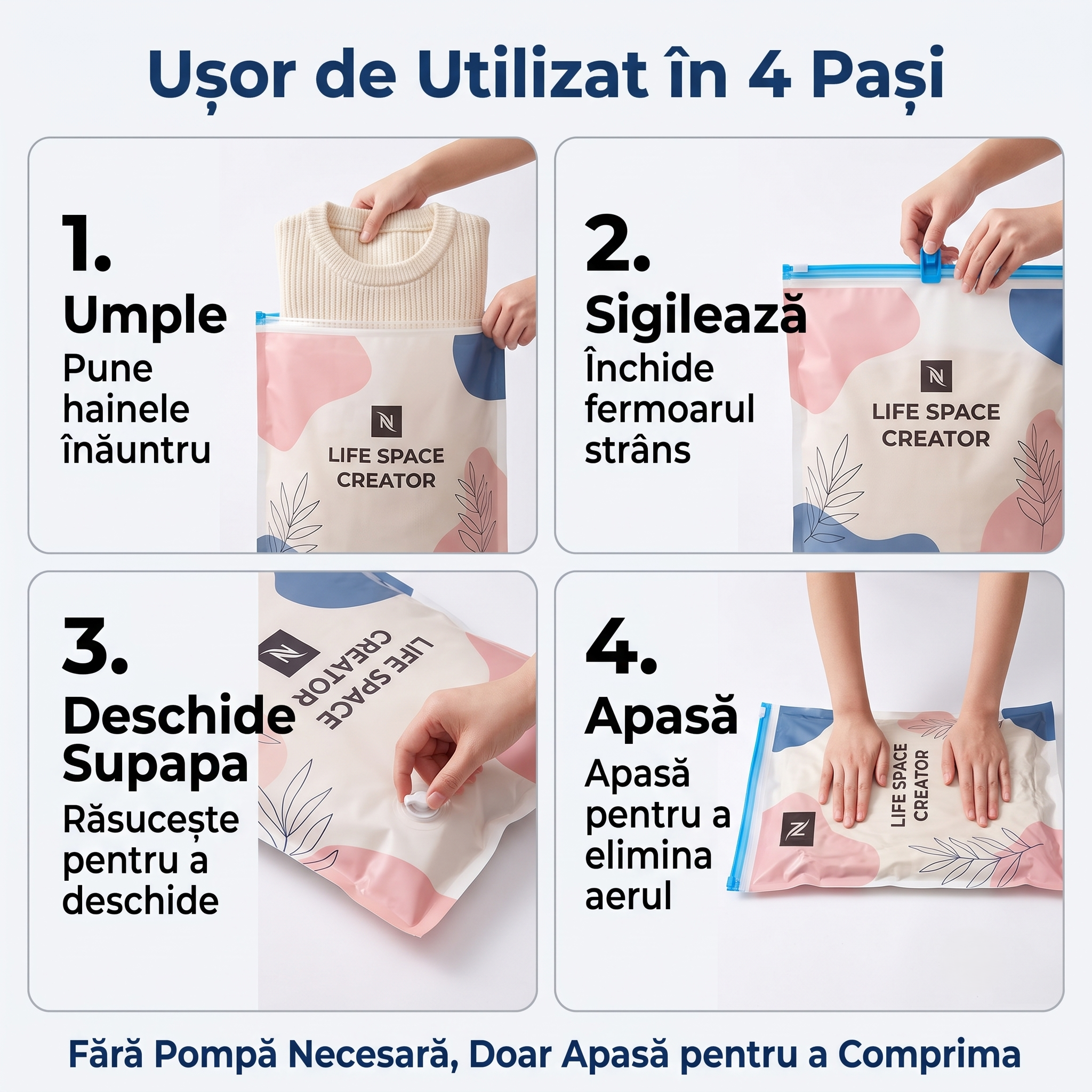 Lifespace™ ⭐| OFERTA 1+1 GRATIS Saci de Depozitare si Vidare Premium – FĂRĂ POMPĂ