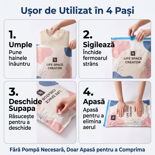 Lifespace™ ⭐| OFERTA 1+1 GRATIS Saci de Depozitare si Vidare Premium – FĂRĂ POMPĂ